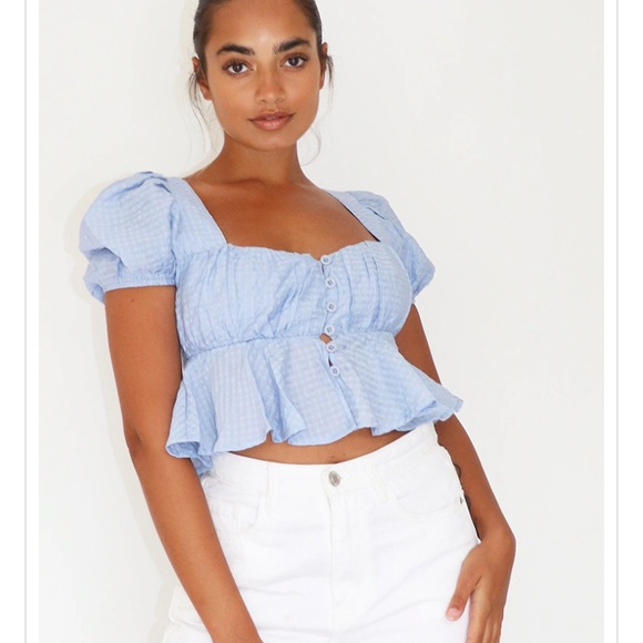 Button Up Puff Sleeve Blouse - Picture 2 of 4